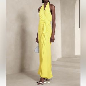 Bettina Satin Halter Maxi Dress - XS, Yellow Lotus